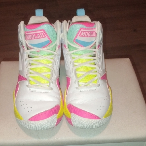 Moolah Girls High-Top Sneakers - White, Pink, Yellow Size 6.5y - Picture 7 of 11